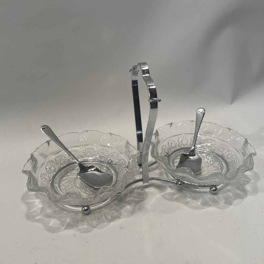 Vintage Dual Sugar Bowl With Spoon Made In England